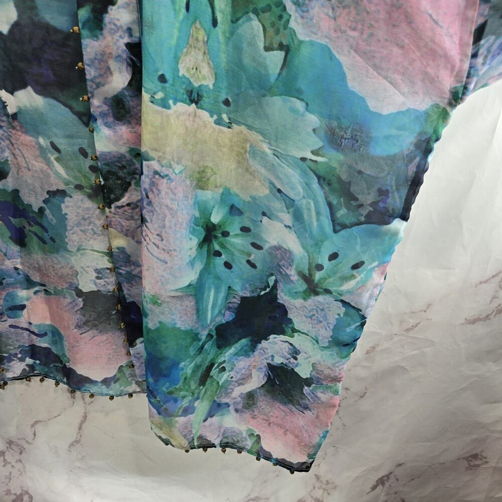 Soft Surroundings Kimono Womens Floral Wrap Tie Topper Cover Watercolor - Picture 4 of 13